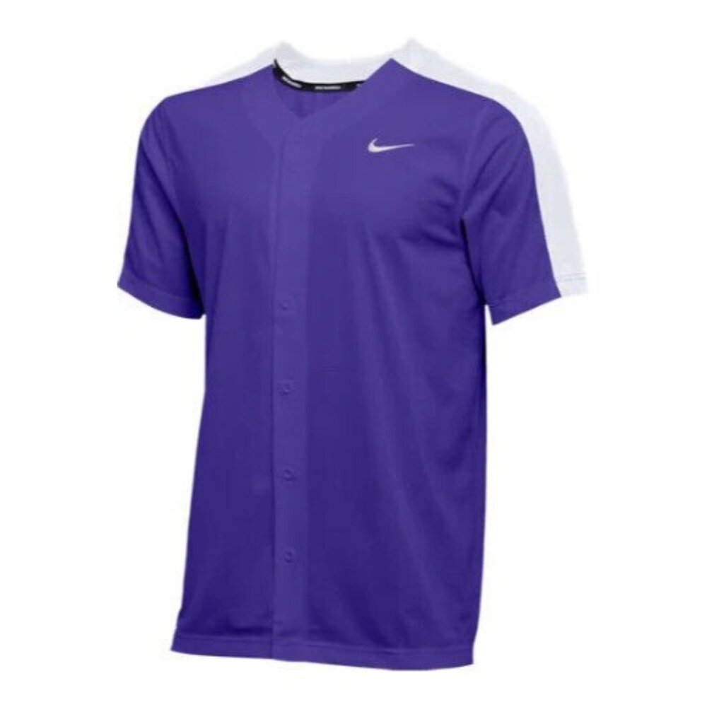Nike Mens Stock Vapor Baseball Sportswear Full Button Purple White Jersey Jacket